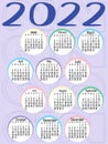 Monthly calendar for 2022. Vertical color and popular calendar 2022. Week starts on Sunday, beautiful design. Happy New Year. Edit Royalty Free Stock Photo